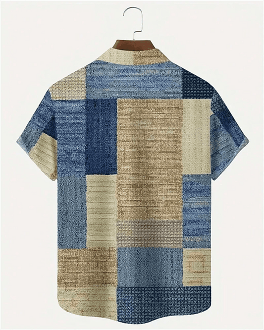 2024 Men's Color Block Hawaiian Beach Shirt