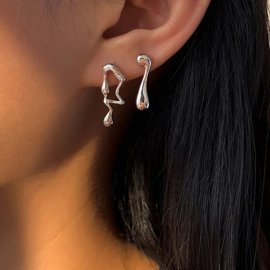 2023 Cute Silver Pearl Hoop Earrings