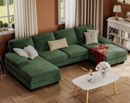 U-Shaped Linen Sofa Set for Living Room