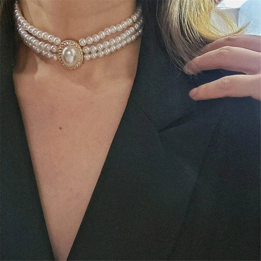 2024 Vintage Pearl Choker Necklace for Women