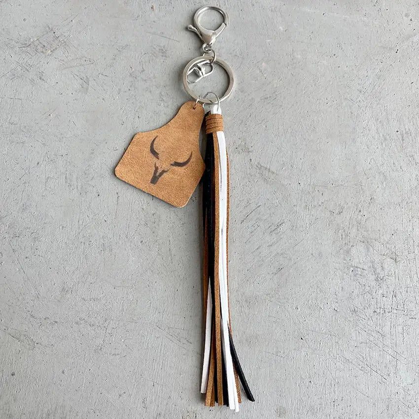 Cow Print Keychain Western Farm Animal Jewelry