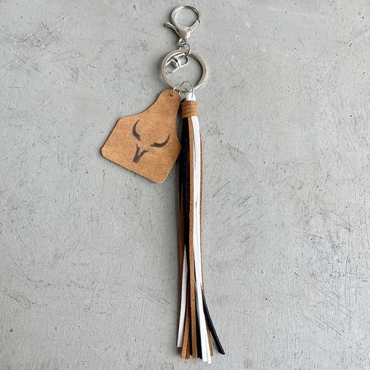 Cow Print Keychain Western Farm Animal Jewelry