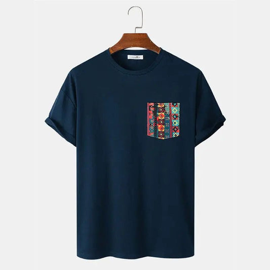 Colorful Men's Pocket T-Shirt Short Sleeve
