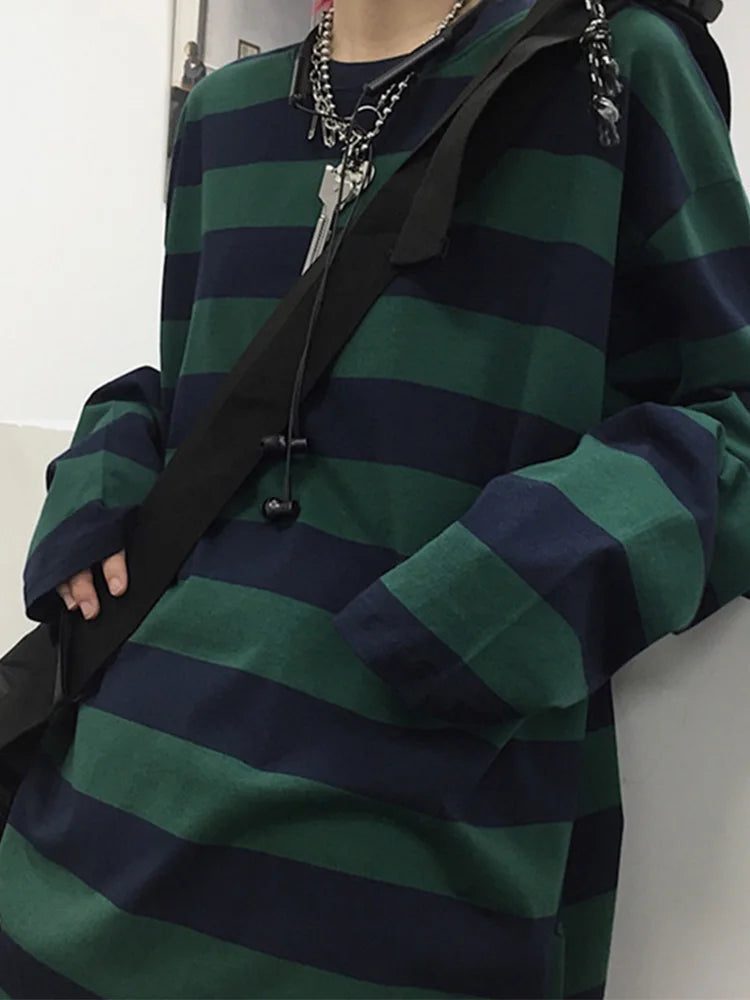 Vintage Striped Long Sleeve Gothic T-Shirt