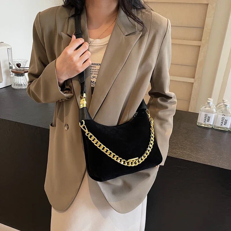 2024 Winter Y2K Faux Suede Shoulder Bag
