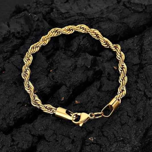 Waterproof Gold Twisted Rope Chain Bracelet