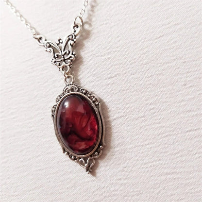 Gothic Blood Red Quartz Vintage Choker Necklace