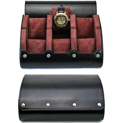6-Slot PU Leather Watch Travel Case