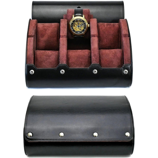 6-Slot PU Leather Watch Travel Case