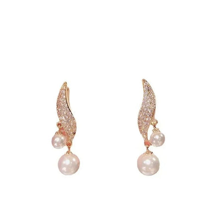 Elegant Double Pearl Dangle Earrings for Weddings