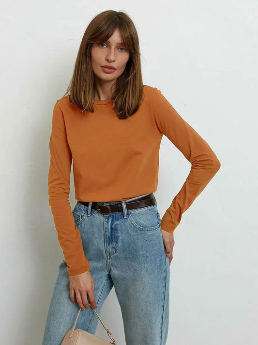 Trendy Long Sleeve Cotton T-Shirts for Women