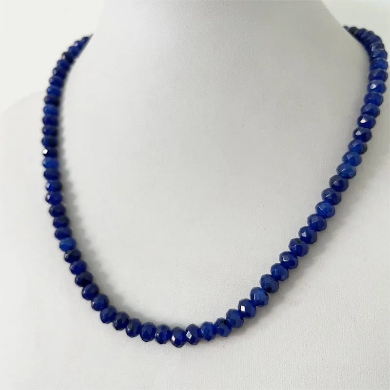 Luxury Blue Sapphire Faceted Necklace for Women
