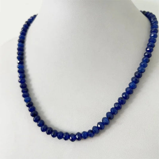 Luxury Blue Sapphire Faceted Necklace for Women