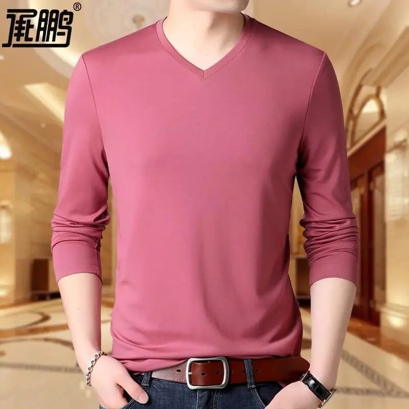 Men's Oversize V-Neck Silk T-Shirts 2023