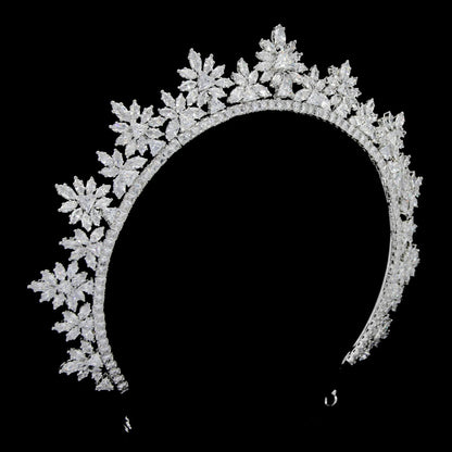 Elegant Silver Zircon Tiara for Brides