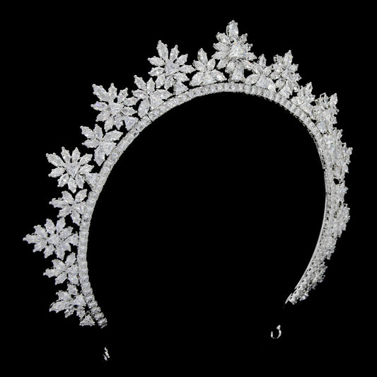 Elegant Silver Zircon Tiara for Brides