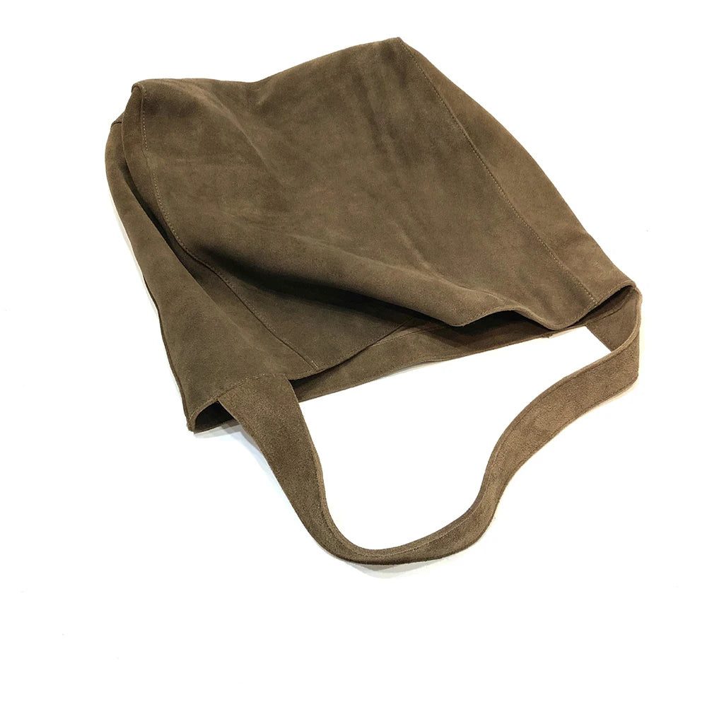 High-Quality Suede Leather Bucket Tote Bag