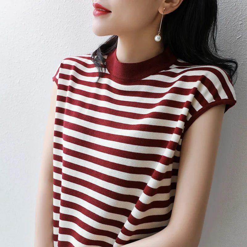 2024 Summer Women's Striped Cotton T-Shirt