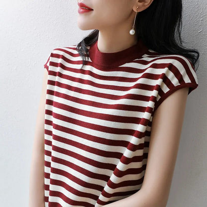 2024 Summer Women's Striped Cotton T-Shirt
