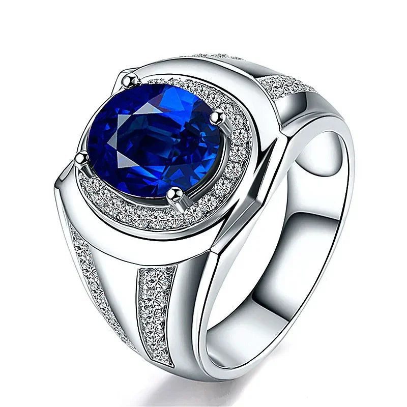 Vintage Men's Sapphire Diamond Engagement Ring