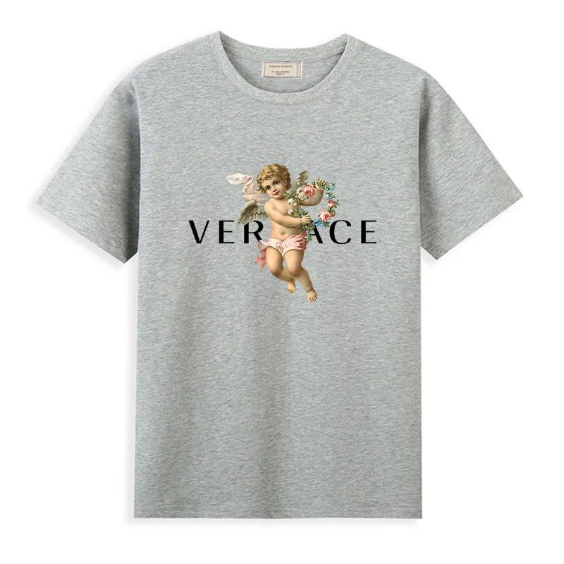 Men's Vintage Cotton T-Shirt with Angel Print