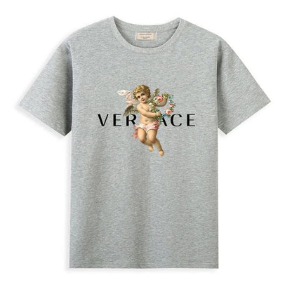 Men's Vintage Cotton T-Shirt with Angel Print