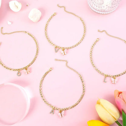 Waterproof Initial Letter Anklets for Women