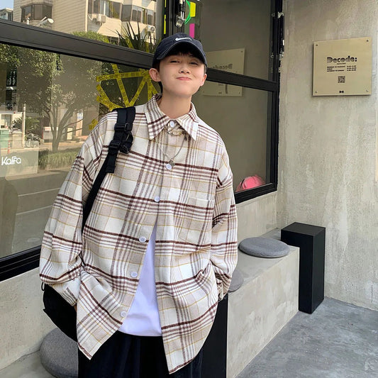 2023 Vintage Oversized Plaid Flannel Shirt