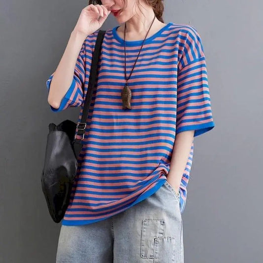 Casual Women's Striped T-Shirt for Summer