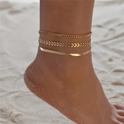 Waterproof Double-Layer Gold Anklets for Women