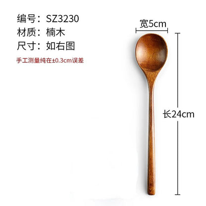 Japanese Wooden Soup Spoons with Long Handle