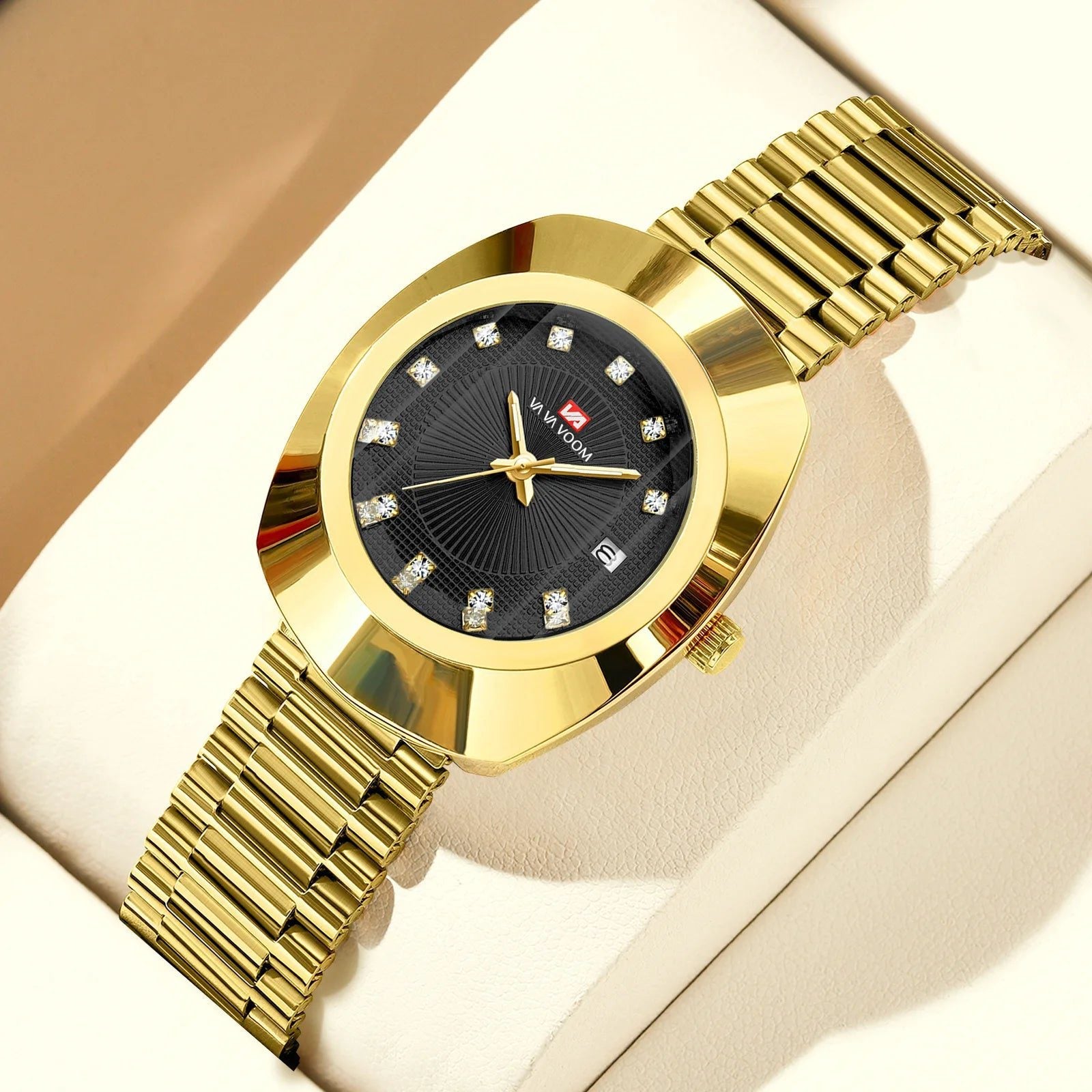 Luxury Waterproof Gold Diamond Unisex Couple Watch