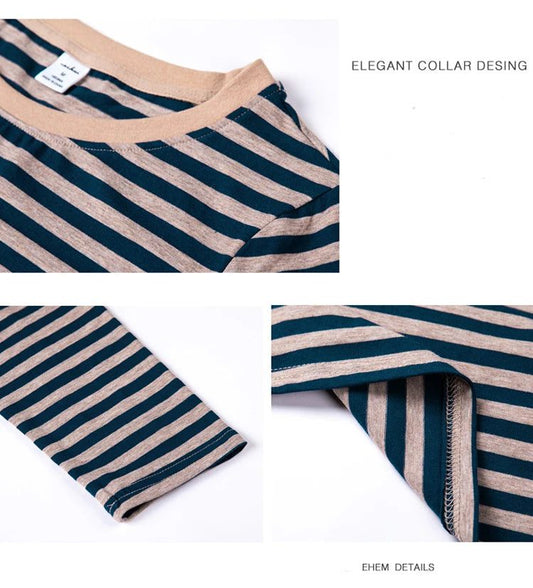 2023 Women's Striped Long Sleeve Cotton Tee