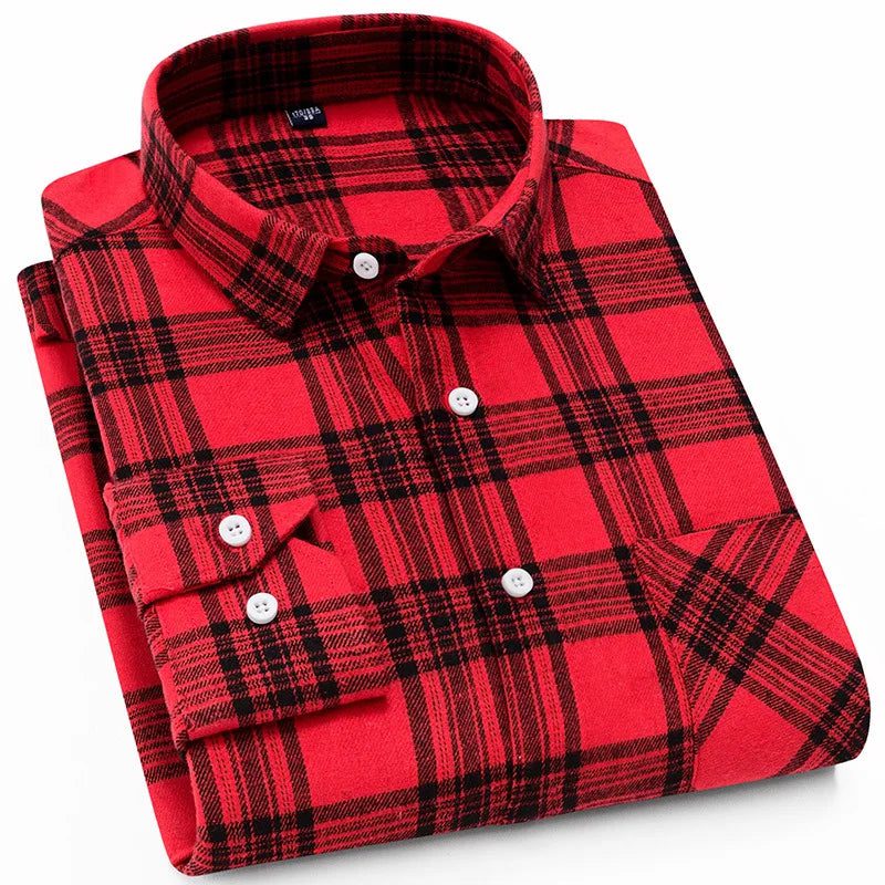 Men's Flannel Plaid Shirt for Autumn 2024
