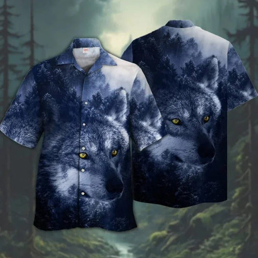 3D Wolf Print Hawaiian Shirt for Men