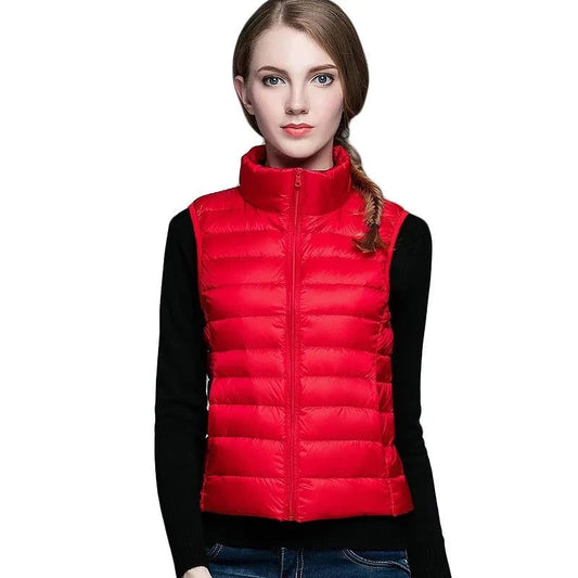 Slim White Sleeveless Down Vest Women Winter