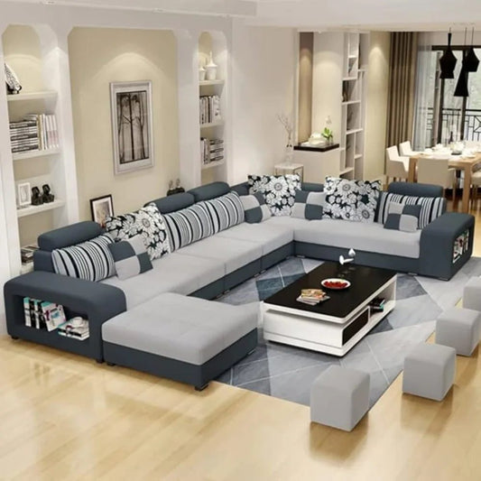 Luxury 7-Seater Dark Grey Living Room Sofa