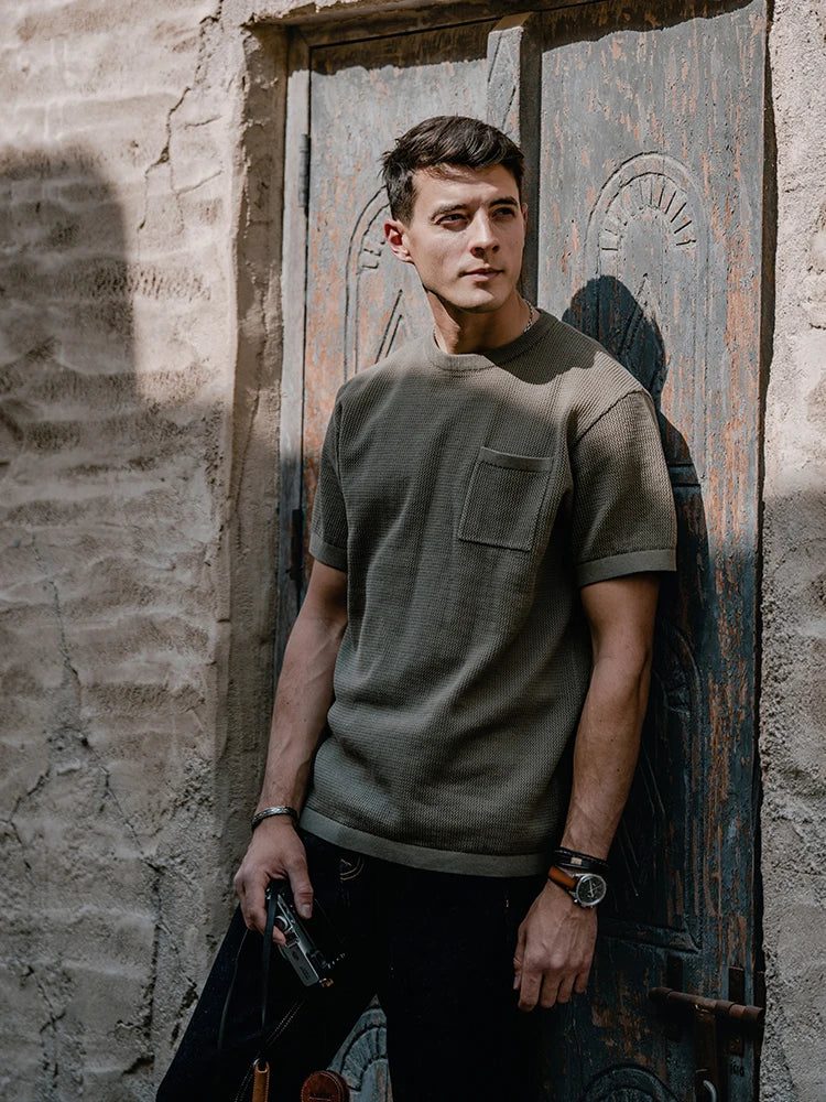 Breathable Plus Size Men's Knitted T-Shirts