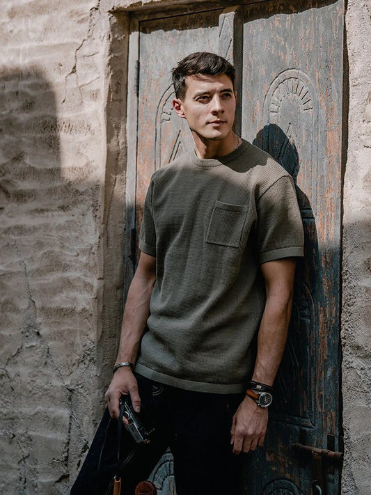 Breathable Plus Size Men's Knitted T-Shirts