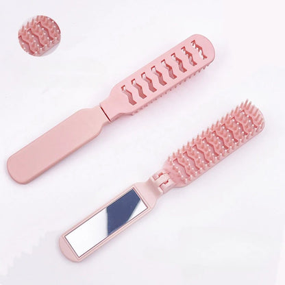 Portable Foldable Hair Brush with Mirror