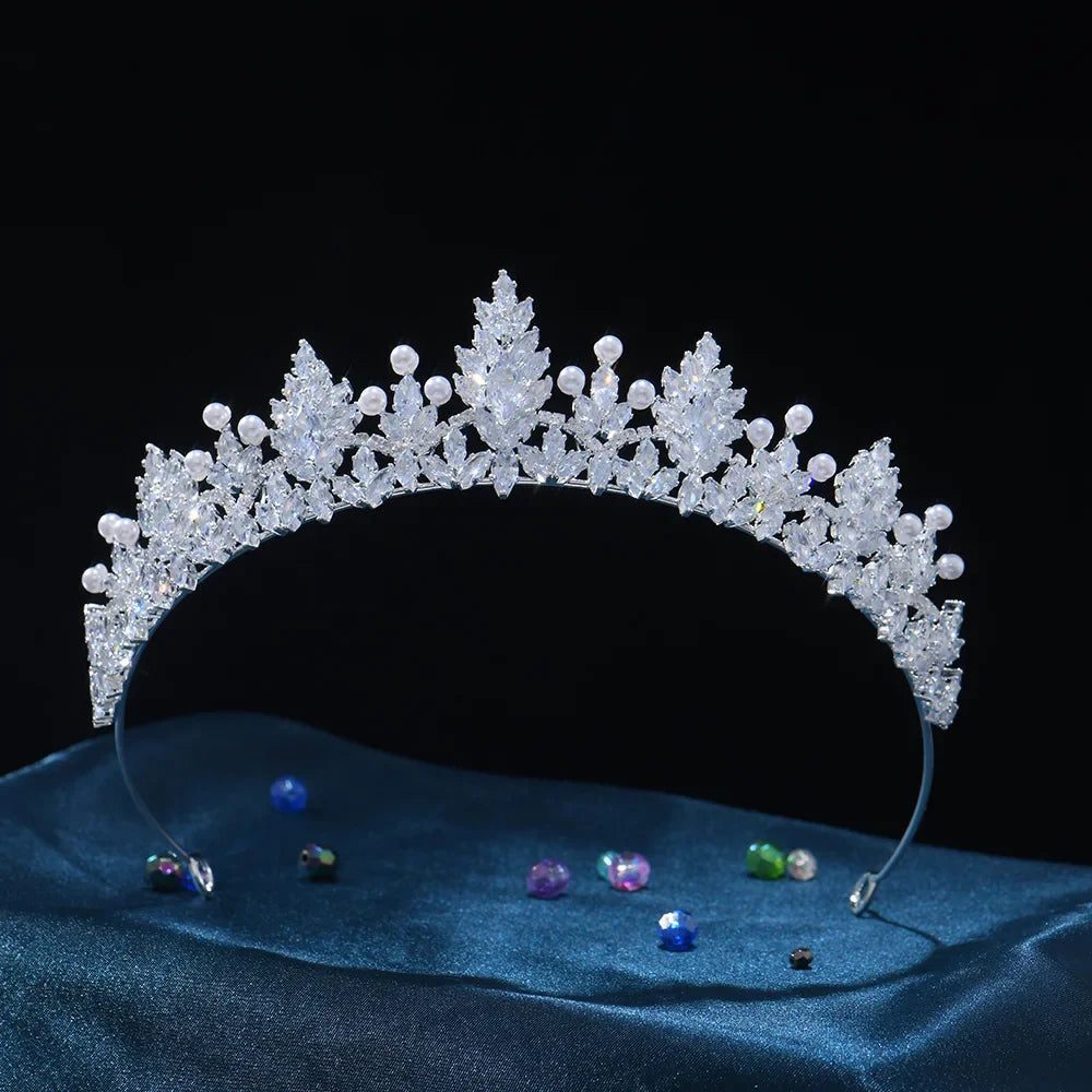 Elegant Silver Zircon Tiara for Brides