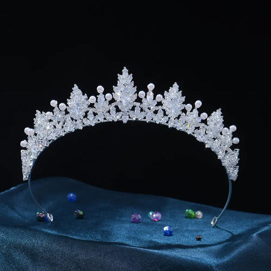 Elegant Silver Zircon Tiara for Brides