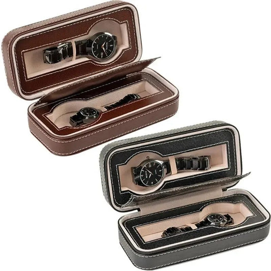 Portable Travel Watch Case with Zipper Storage