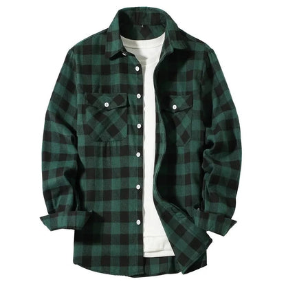 Men's Classic Plaid Flannel Shirt with Pockets