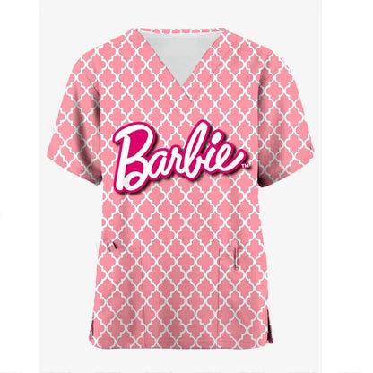 Pink Nursing Scrubs T-Shirt for Women Nurses