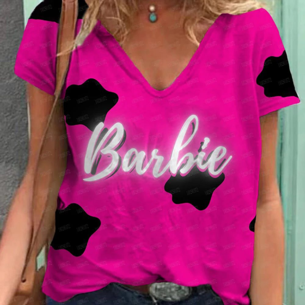 Retro Summer V-Neck T-Shirt for Women