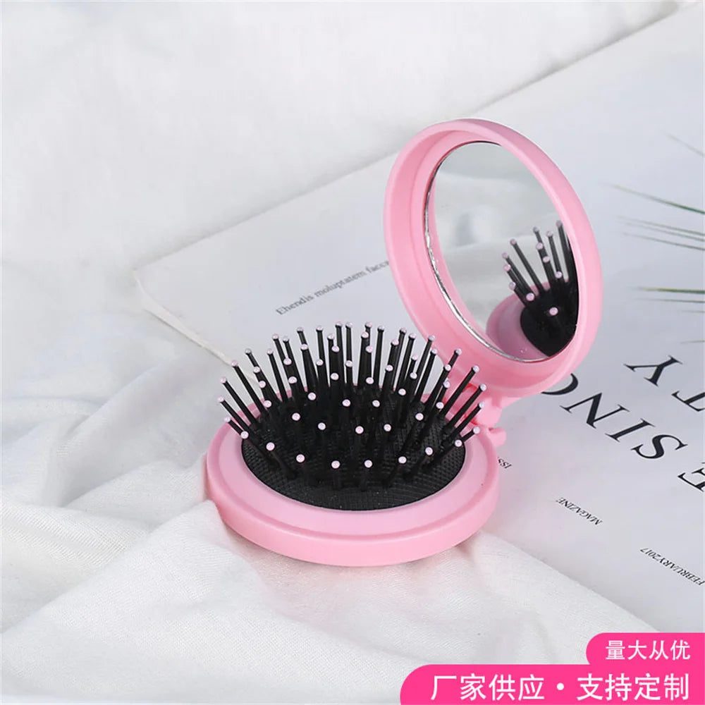 Portable 2-in-1 Anti-Static Folding Hair Brush