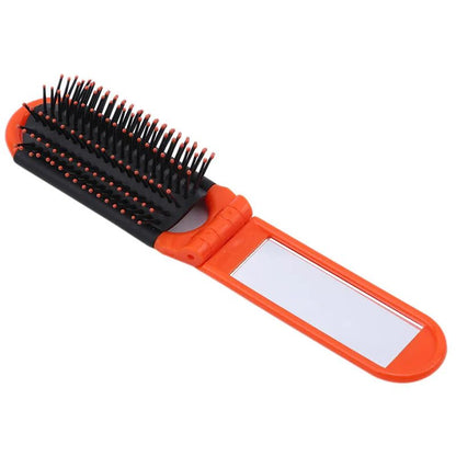 Portable Folding Hair Brush with Mirror
