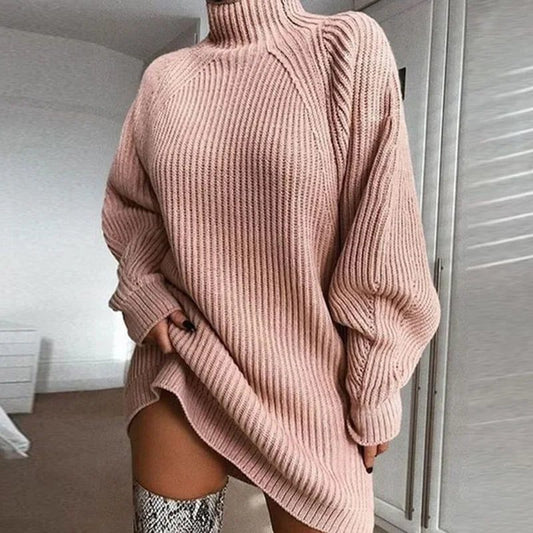 Women’s Turtleneck Loose Knit Sweater Dress