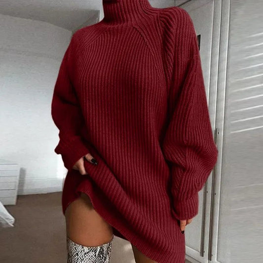 Women’s Turtleneck Loose Knit Sweater Dress